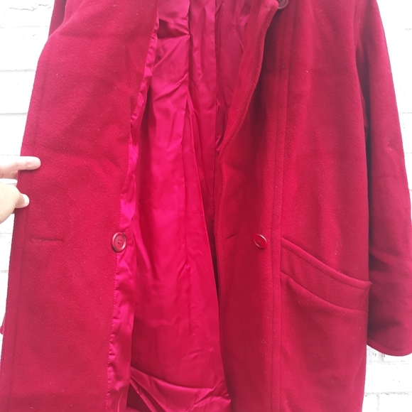 Vintage L.L.Bean Wool Coat Winter Red size 10 - Picture 6 of 7